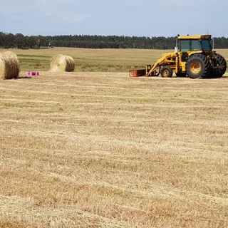 Hay work and round bales in the paddock